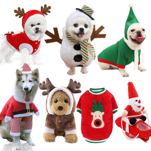 Small, medium and large dogs Christmas pet supplies clothes Teddy cotton clothes autumn and winter elk cat and dog clothes