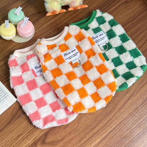 Autumn new ins style plush warm pet dog and cat clothes Teddy Bichon VIP traction vest