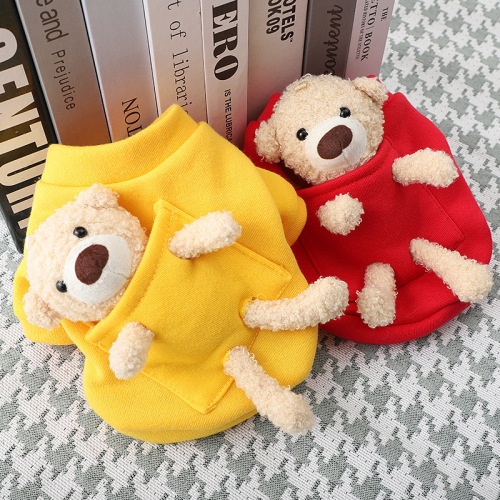 Dog Cute Bear Sweatshirt Spring and Autumn Teddy Summer York Small Dog Pet Winter Plush Warm Clothes