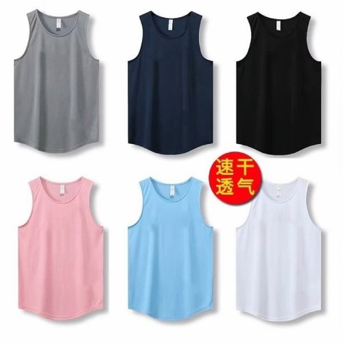 Men's sleeveless T-shirt, INS trendy brand, Japanese style, simple and broad-shouldered, cut sleeves, summer loose pure cotton sports jacket, outerwear