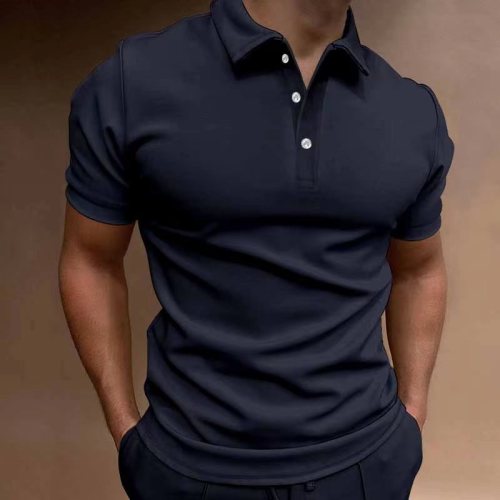 2025 cross-border Amazon summer new foreign trade European and American men's polo shirts short-sleeved button T-shirt tops