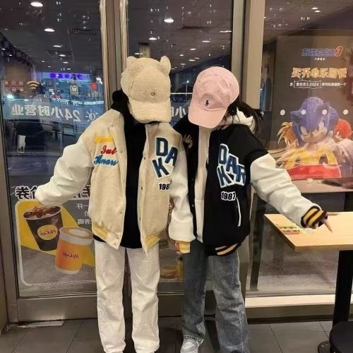 Woollen Plaid Leather Washcloth Embroidered Streetwear Trendy Hong Kong Style Japanese Omotesando Style Korean Version Fashion Loose Jacket Coat for Women
