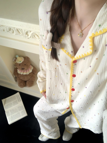 Moon-shaped Colorful Dots 2026 Spring and Autumn New Women's Nightgown Fashion Influencer Style Simple Homecoming Clothes Official