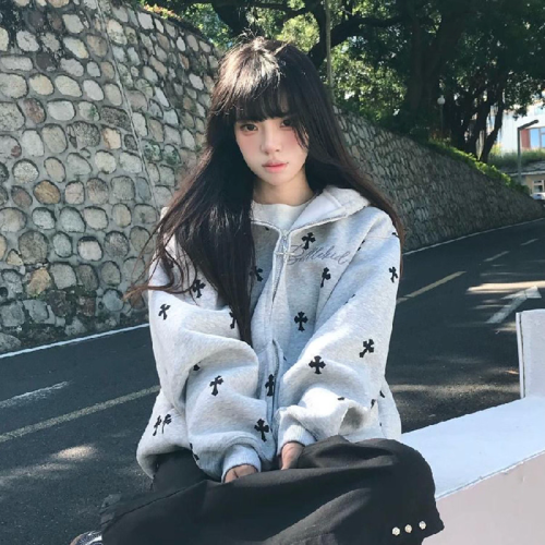 [Pure Cotton & Hua Cotton Blend] Thin Version/Fleece-Lined, Embroidered, Dual Zipper Design — Authentic Original-Style Zip-Up Hoodie