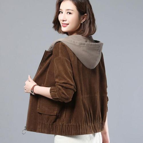 Women's Loose Hooded Sweatshirt, Short-Sleeve, Versatile, Fall/Winter, Korean Style, Plus Size Jacket Top