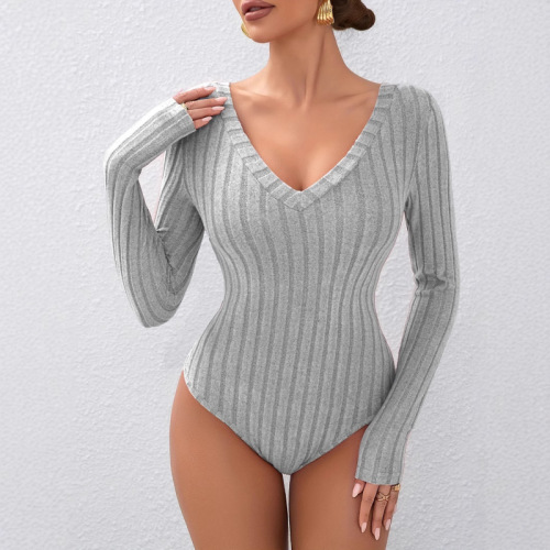 Elegant Women's Fitted Knit V-Neck Plush Bodysuit for Slimming - US Amazon