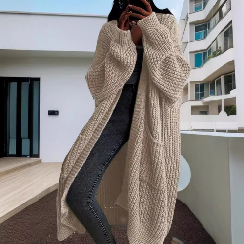 Long, Cozy-Style Sweater for Women: Autumn/Winter Loose-Fit, Versatile Long-Sleeve Knitted Cardigan Jacket Available in 11 Colors