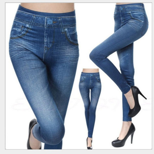 Yiwu Factory 3-Color 8-Code TV Denim Leggings for Women Spring and Autumn High-Waist Outerwear One-Piece Pants Cross-Border Women's Pants