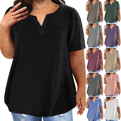 Independent station Western and Spring Summer Upfrosted Short Sleeve Pocket Loose T-shirt for Women