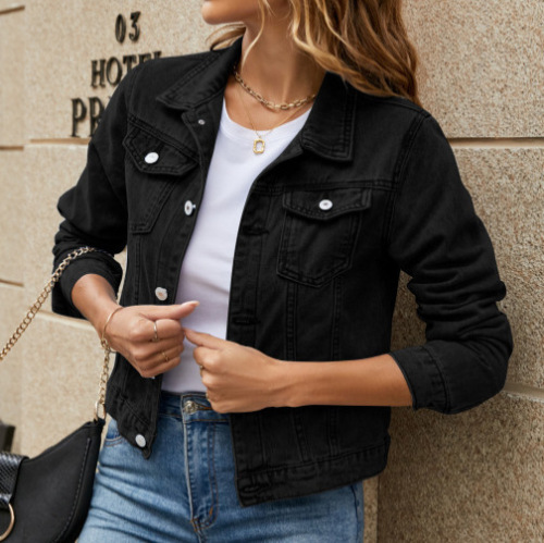 Wish Women's Fall/Winter Denim Jacket, Long-Sleeve Top