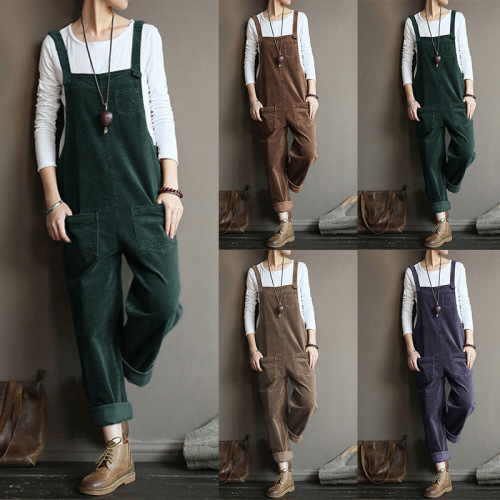 Autumn/Winter eBaywish corduroy solid color casual long waistband pants