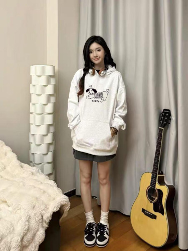 Unhinged Hooded Print Sweatshirt for Women - Autumn/Winter Combo: 320g Pure Cotton + Camel Wool + 420g Silver Fox Fleece