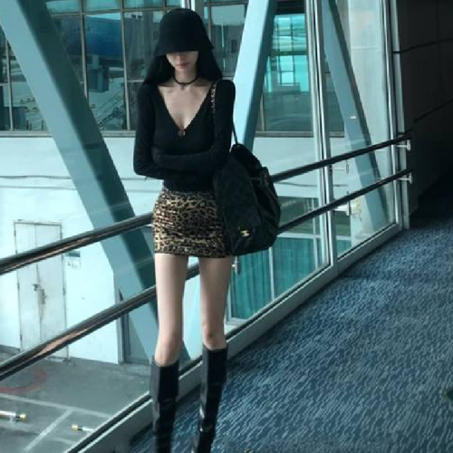 Lingerie-style V-neck hollowed-out sexy long-sleeved women's bodycon top with adjustable waist
