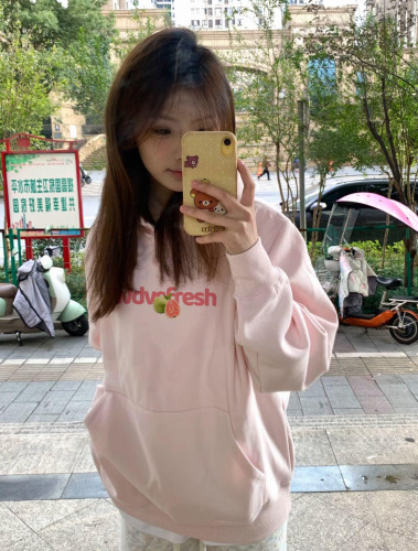 Unhinged Hat [100% Cotton + 50% Milk Silk + 50% Silver Fox Fleece, 320g + 420g] Autumn/Winter Hooded Print Sweatshirt for Women