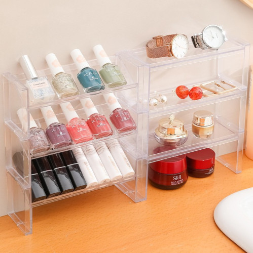 Desktop transparent storage rack creative superimposed stationery cosmetics storage rack home layered jewelry lipstick storage rack