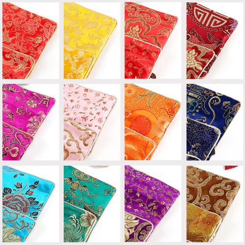 Retro zipper bag jewelry bag handmade jewelry embroidery double-layer brocade ring necklace necklace earrings literary toy storage bag