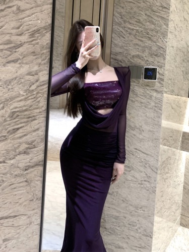 Seductive pure desire high-end leading camisole dress for women, early autumn new style, figure-hugging, slimming, with padded cups, bustier, long dress