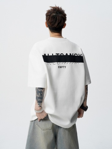 American letter print T-shirt for men, summer high street loose casual couple short-sleeve trendy brand versatile round neck T-shirt top