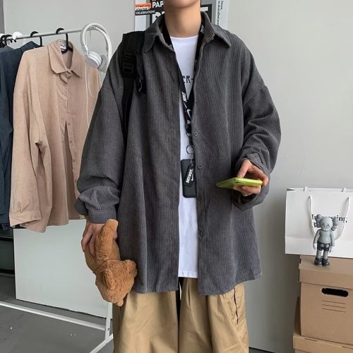 Men's Linen Blazer Jacket Japanese Style T-shirt Ins Trend Brand Spring and Autumn Loose Matchy Matchy New Long Sleeve Shirt