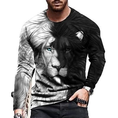 European Station Autumn New Men's Plus Size Long Sleeve T-Shirt 3D Digital Printing Fashion Trend