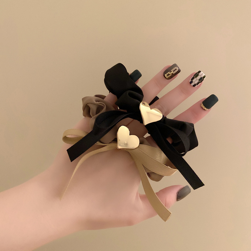 Summer new temperament and high-end metal love headband bow headband hair rope rubber band women's hair headband