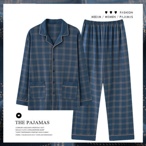 2025 New Checkered Pajamas for Men, Spring and Autumn Season, Long Sleeve, Pure Cotton, Plus Size Home Clothes, Winter Style, Wearable Outside