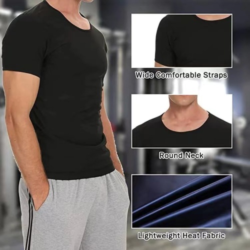 Cross-border shaping abdominal compression top men fitness sweat short-sleeve running sweat-proof shirt beer belly round neck short-sleeve wholesale