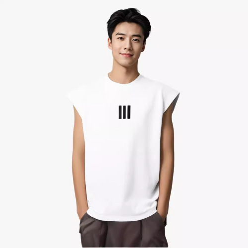American style vest for men 2024 new summer casual sports pure cotton loose simple sleeveless T-shirt top 
