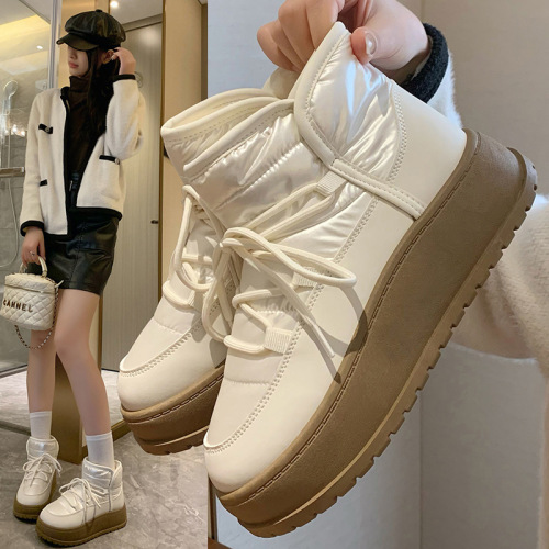 Velvet high-top snow boots for women 2025 winter new student ins Korean style warm casual shoes cotton shoes K2905