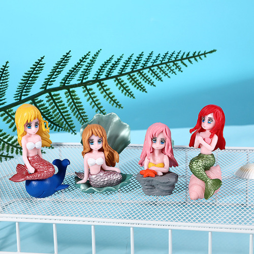 Cute Shell & Mermaid Micro-Landscape Aquarium Fish Tank Decorative PVC Plastic Craft Ornament