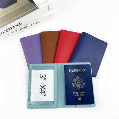 Cross-border 11-color thick pu leather customizable LOGO passport holder passport cover with paper card luggage tag set