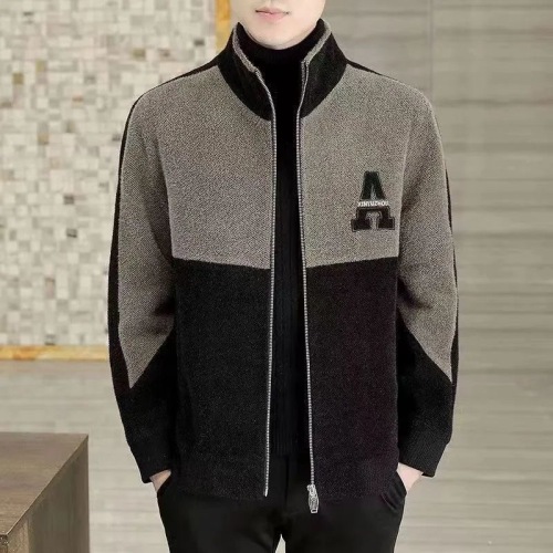 Men's Spring and Autumn Outerwear, Non-Thermal, Short-Length, Piped Collar, Plaid Leisure Jacket with Fleece Lining