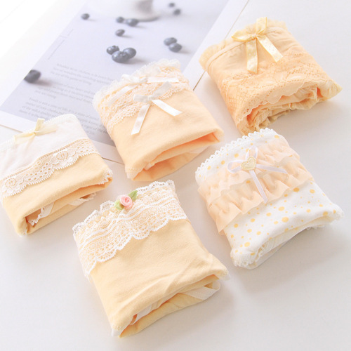Healed milk complexion lace bow cute girl cotton mid-waist sweet student panties cotton crotch FS002