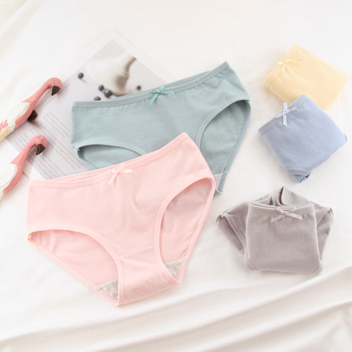 M-XL simple solid color mid-waist hip-covering plus fat underwear hip-covering cotton women's underwear simple 978