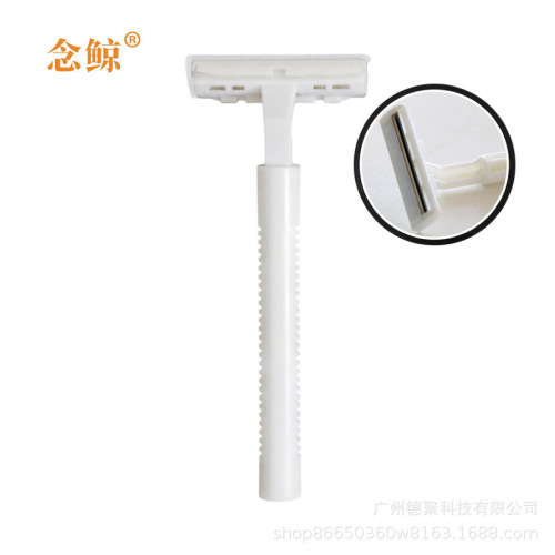 Factory direct supply to hotel bathhouse disposable razor double-layer men's manual razor plastic small round handle