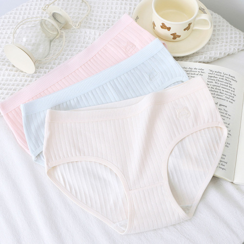 Women's summer thin pure cotton crotch seamless mid-waist underwear for girls, cotton Japanese women's large size triangle shorts