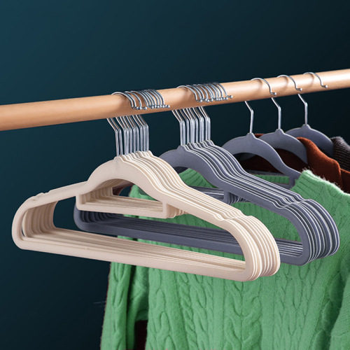 Flocked clothes hanger, traceless, non-slip, household, translucent and thickened, clothing store, clothes hanger organizer, storage clothes support, wholesale