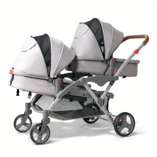Export multifunctional double baby stroller, lightweight foldable, sitable and reclining baby stroller with front and rear seats