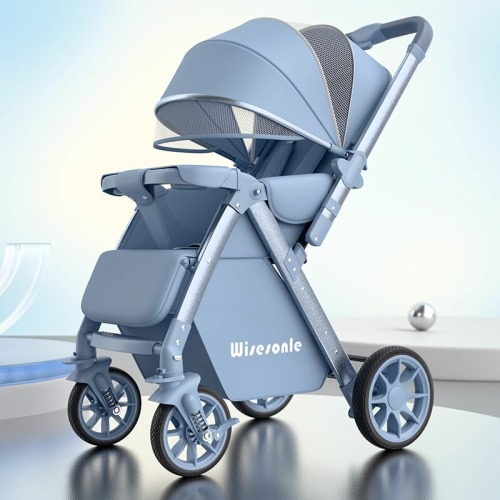 Two-way baby stroller can sit and lie down, folding lightweight stroller with high view 0-3 years old stroller