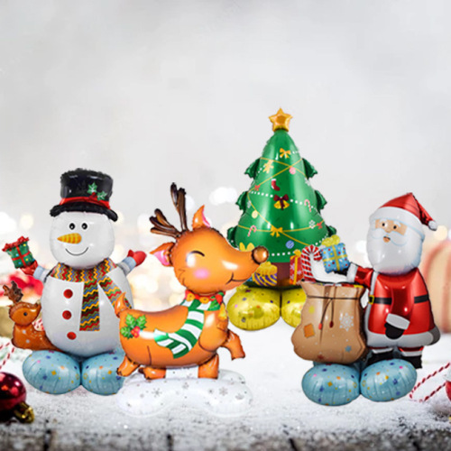 3D Santa Claus 3D Santa setup 3D reindeer sleigh decoration balloons Aluminum foil balloons Christmas balloons