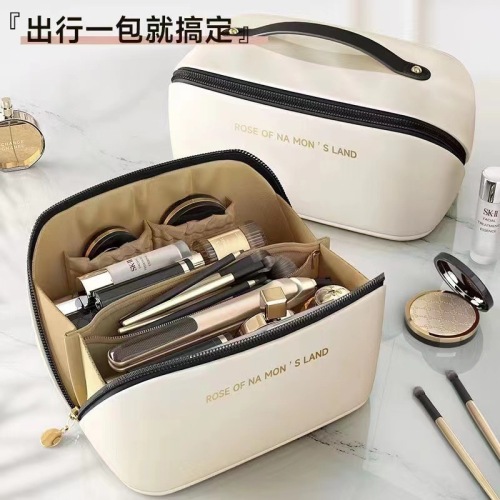 Women's  New Portable Travel Makeup Brush Bag with Large Capacity Multifunctional Shaving and Makeup Storage Bag