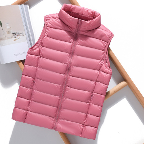 Lightweight down vest for women, short stand-up collar, slim vest, autumn and winter new style, down vest, large size vest for women to wear outside