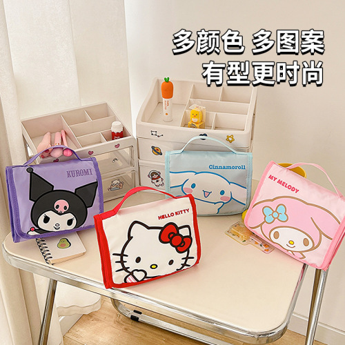 Sanrio Large Capacity High-Quality Foldable Cartoon Makeup Bag Cute Travel Foldable Hand-Held Makeup Storage Bag