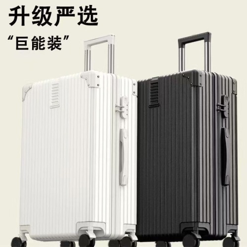 Luggage Bag for Men Large Capacity Leather Suitcase with Swivel Wheels and Pull Handle, Retro High Fashion, Password Box, Classic