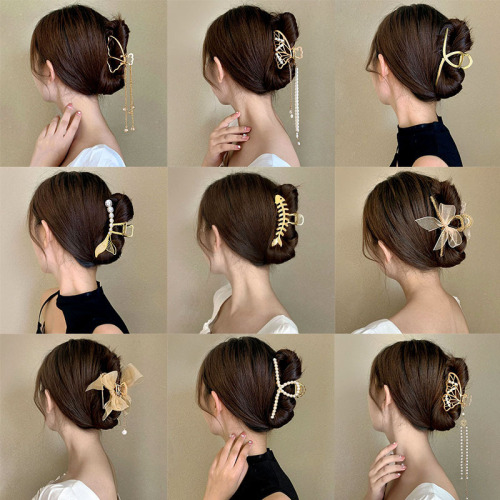 French metal claw clip with butterfly tassel hairpin, online hair clip, back of head bun shark clip, hair hair accessory