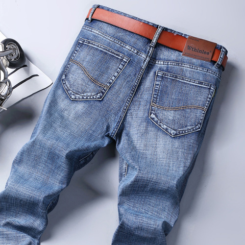 Men's Stretch Denim Jeans Loose Straight Leg American Trend Spring and Autumn Young Men's Pants