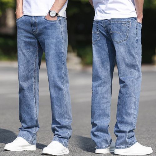 JEANS Men's Spring and Autumn Loose Straight Leg Casual Long Pants Trend Brand Washed Light Color Men's Pants