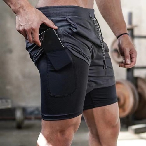 Men's Breathable Quick-Dry Exercise Pants, Double Layer Fashion Brand Summer Quick-Dry Fitness Shorts