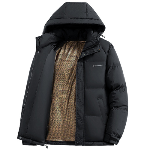 Men's Hooded Cotton Jacket Trendy Loose Casual Thick Graphene Black Gold Warm Outerwear Winter Coat