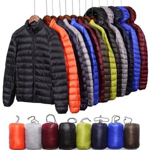 Cotton clothing men's foreign trade men's lightweight Yurong cotton clothing winter slim hooded stand collar solid color warm vest jacket for men